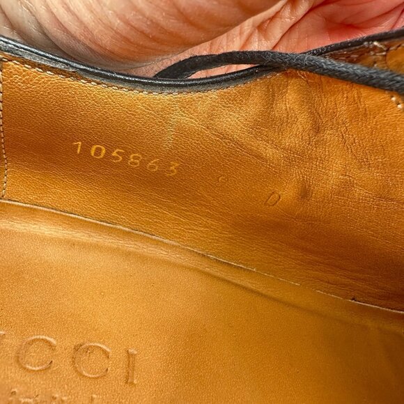 Gucci Men Size UK 9D US 9.5 Black Leather Whole Cut Lace Up Oxford Dress Shoes - Picture 10 of 12
